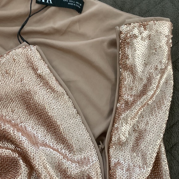 Zara NWOT Rose Pink Sequin Midi Skirt size L - Picture 10 of 17